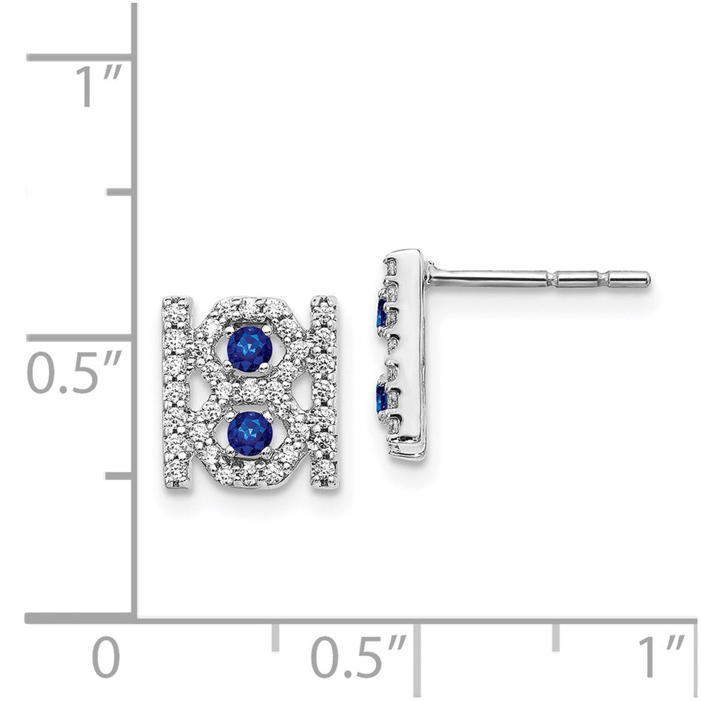 Solid 14k White Gold Simulated CZ & Sapphire Fancy Earrings