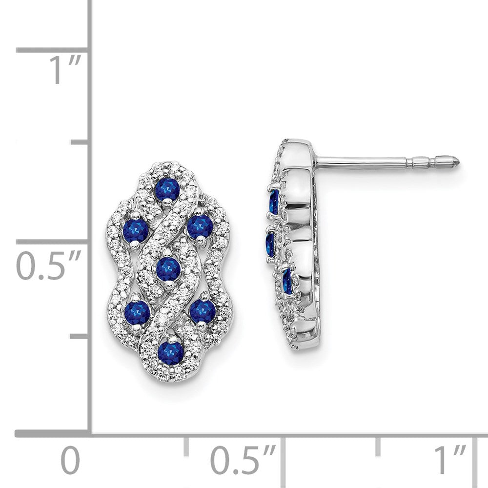 14k White Gold Real Diamond and Sapphire Fancy Earrings