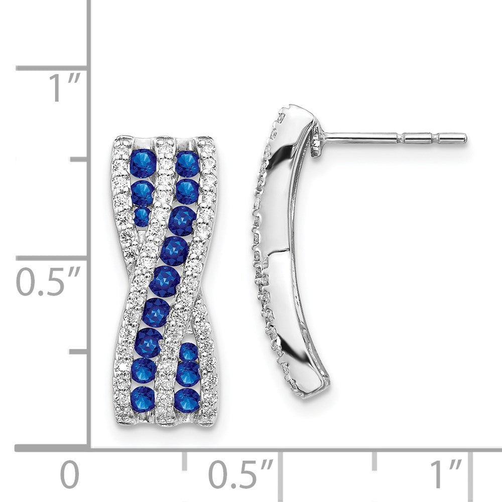 14k White Gold Real Diamond and Sapphire Fancy Earrings