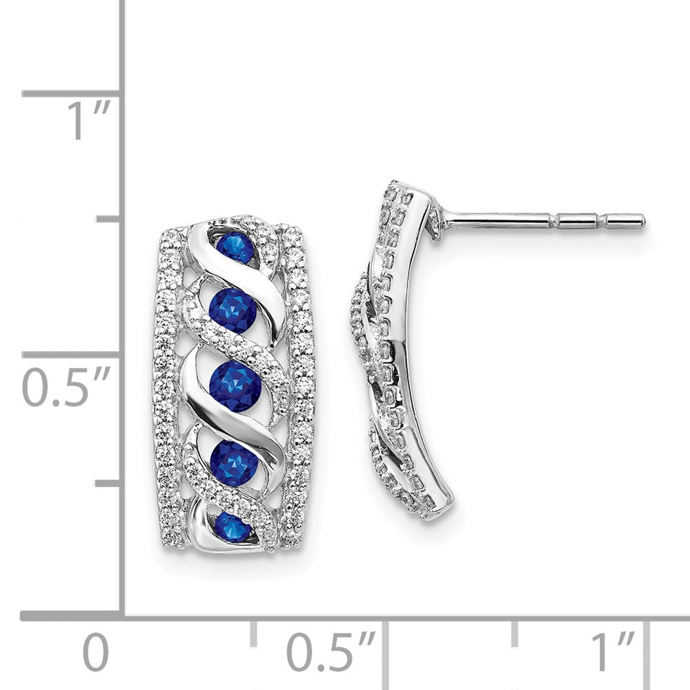 14k White Gold Real Diamond and Sapphire Fancy Earrings