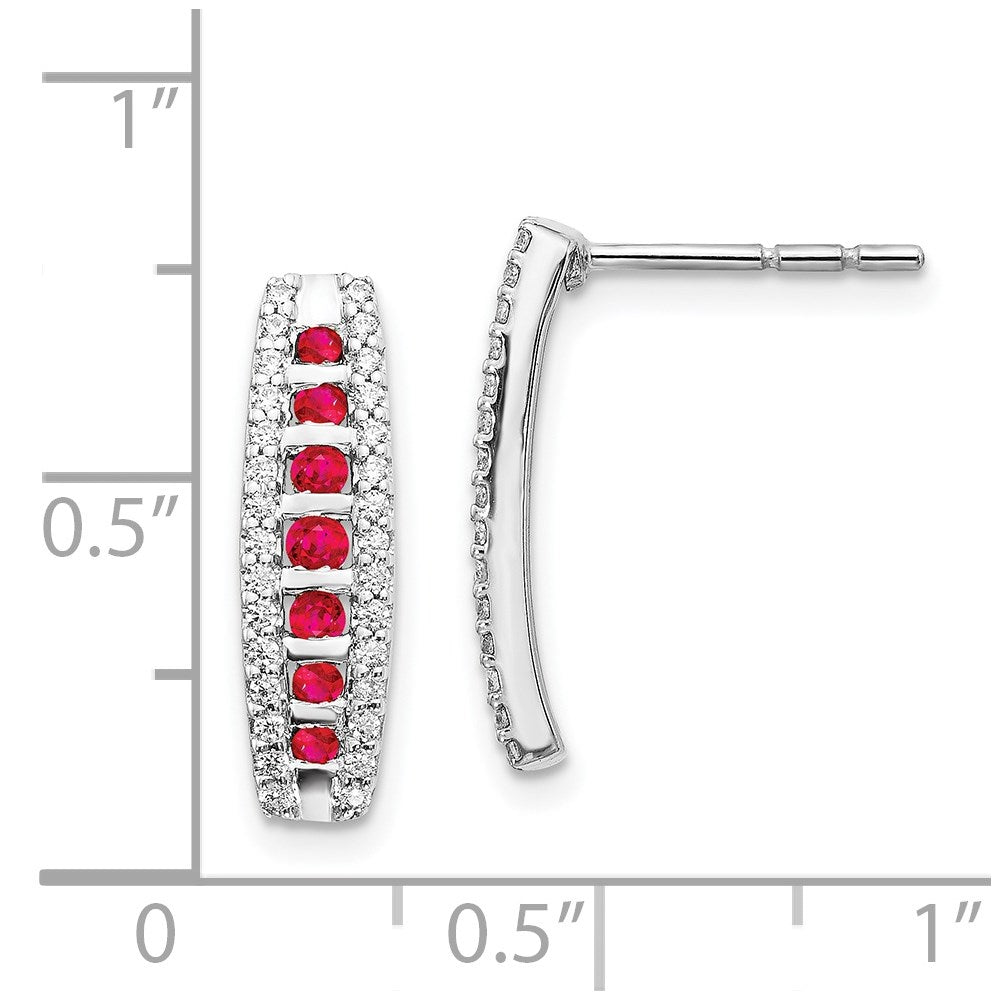 14k White Gold Real Diamond and Ruby Fancy Earrings