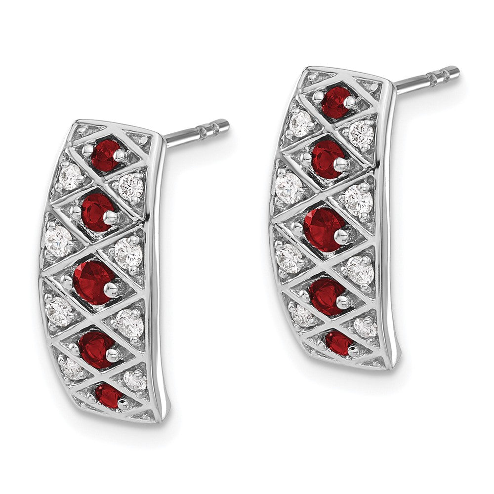 14k White Gold Real Diamond & Ruby Fancy Earrings