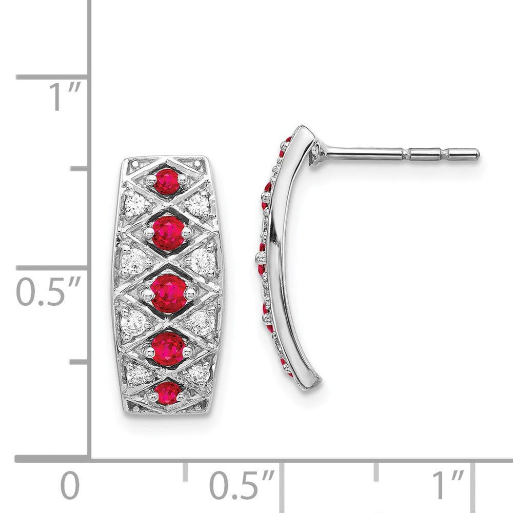 14k White Gold Real Diamond & Ruby Fancy Earrings