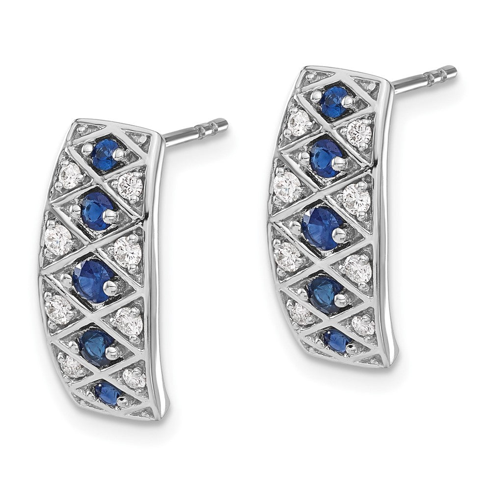 14k White Gold Real Diamond and Sapphire Fancy Earrings