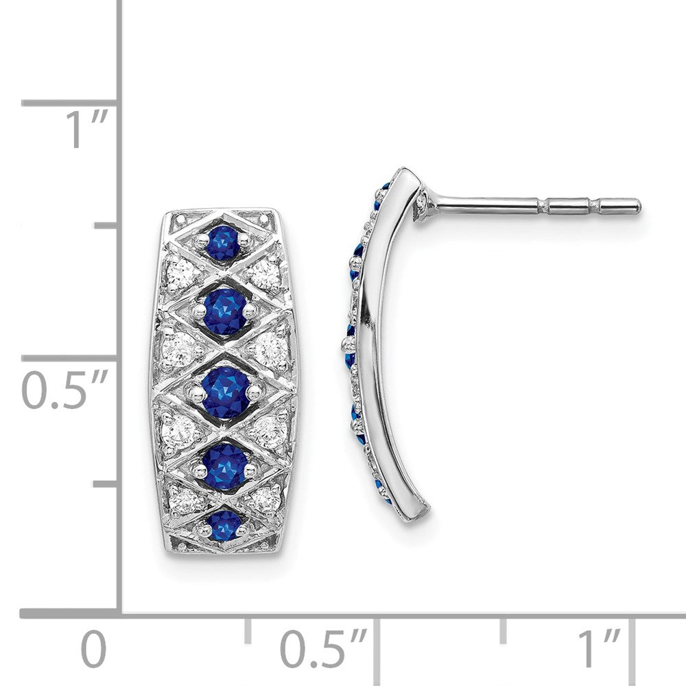 14k White Gold Real Diamond and Sapphire Fancy Earrings