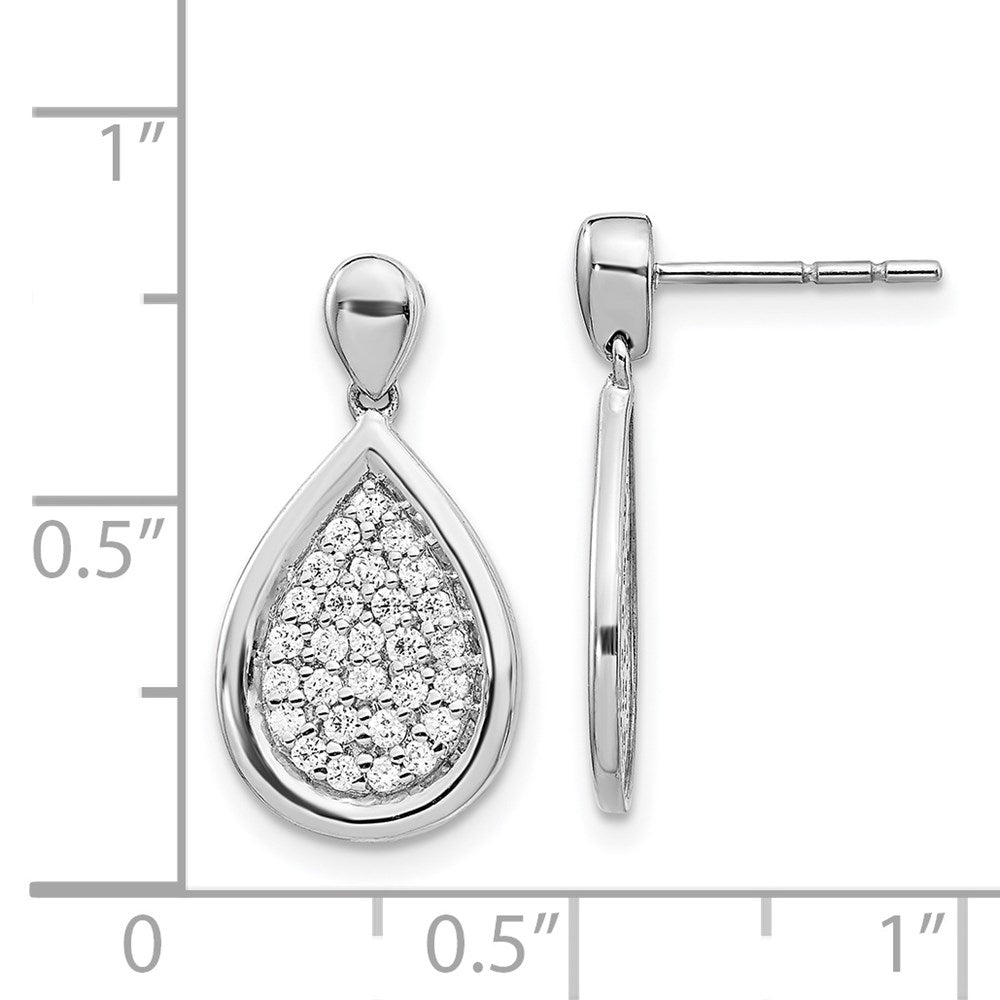 Solid 14k White Gold Simulated CZ Fancy Teardrop Post Earrings