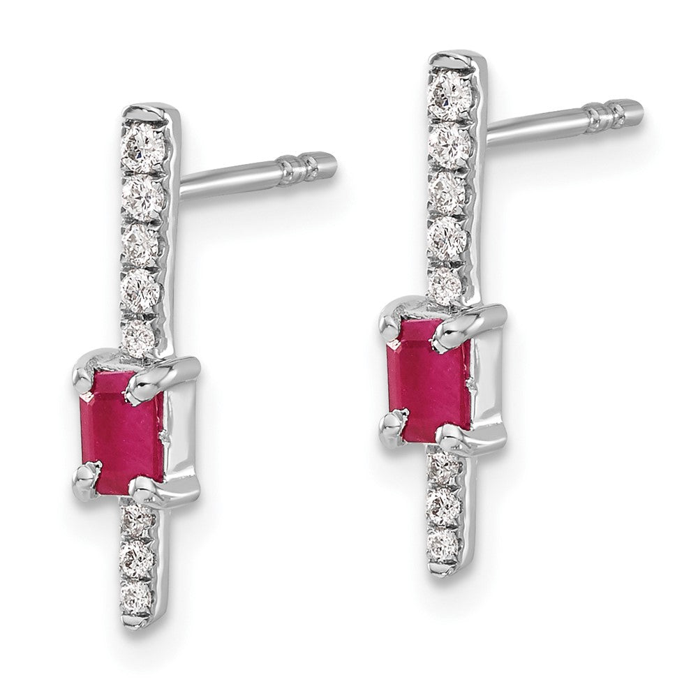 14k White Gold Real Diamond and Ruby Fancy Earrings