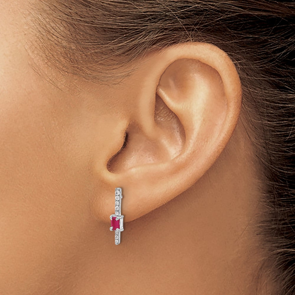 14k White Gold Real Diamond and Ruby Fancy Earrings