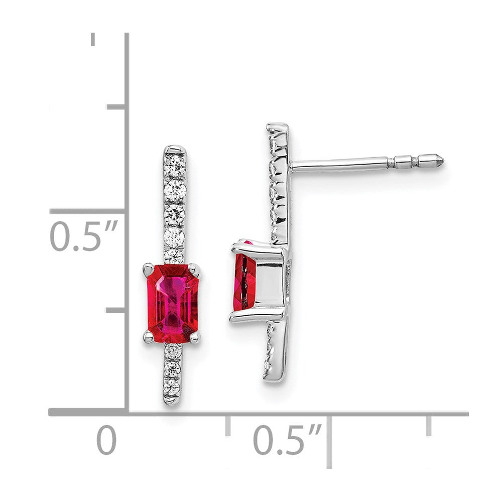 14k White Gold Real Diamond and Ruby Fancy Earrings