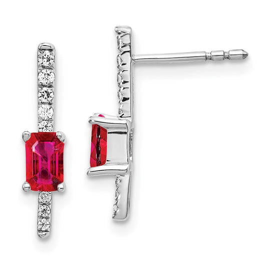 14k White Gold Real Diamond and Ruby Fancy Earrings