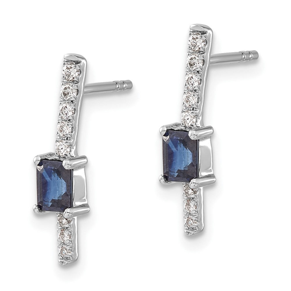 Solid 14k White Gold Simulated CZ and Sapphire Fancy Earrings