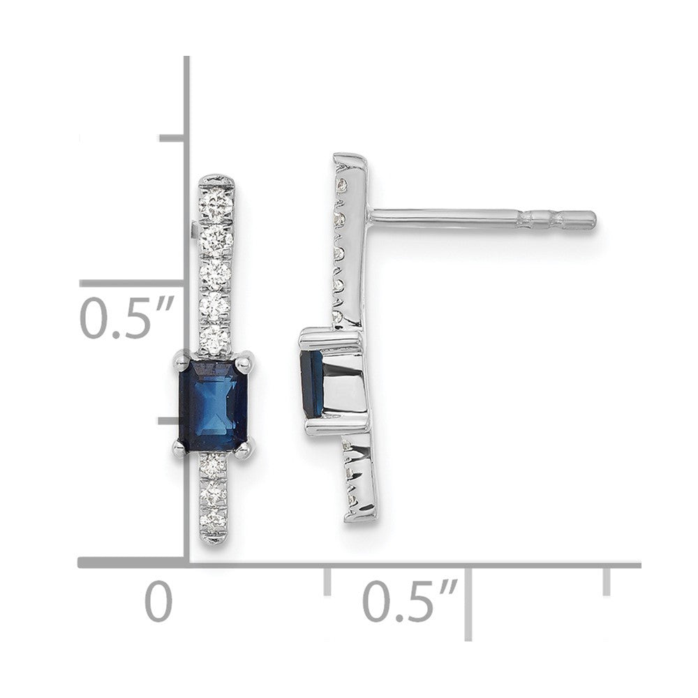 Solid 14k White Gold Simulated CZ and Sapphire Fancy Earrings