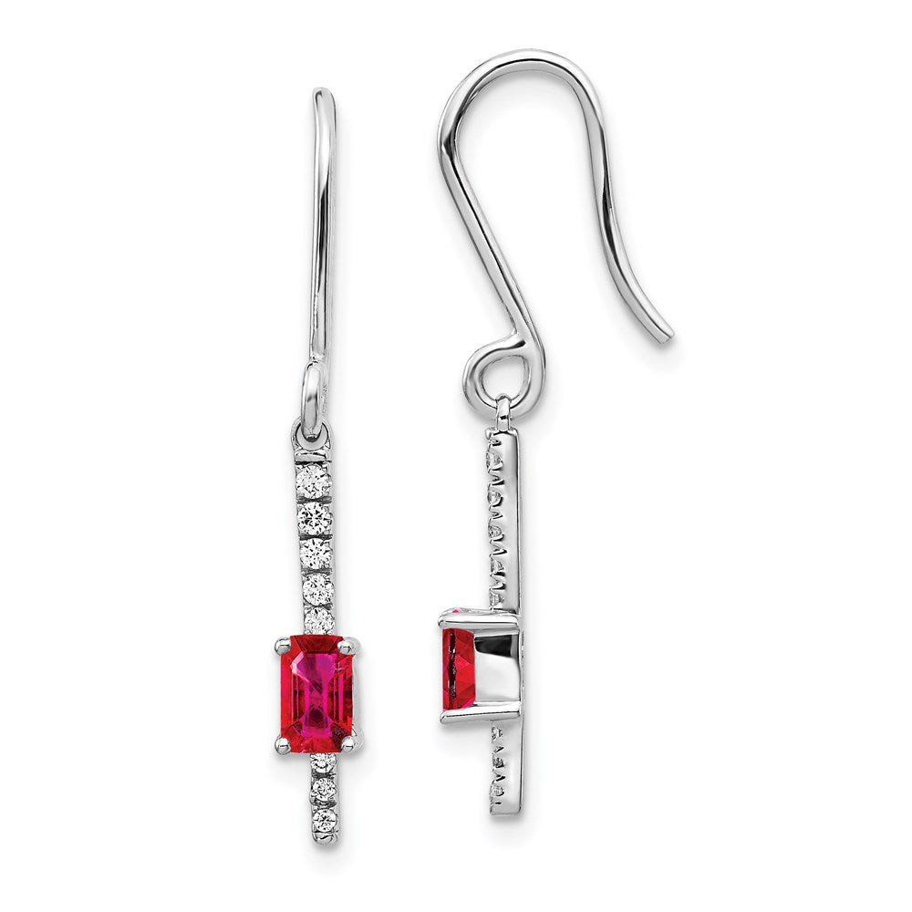 14k White Gold Real Diamond & Ruby Fancy Earrings