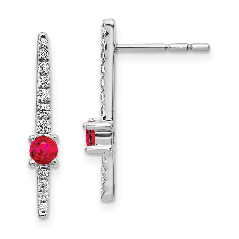 14k White Gold Real Diamond and Ruby Fancy Earrings