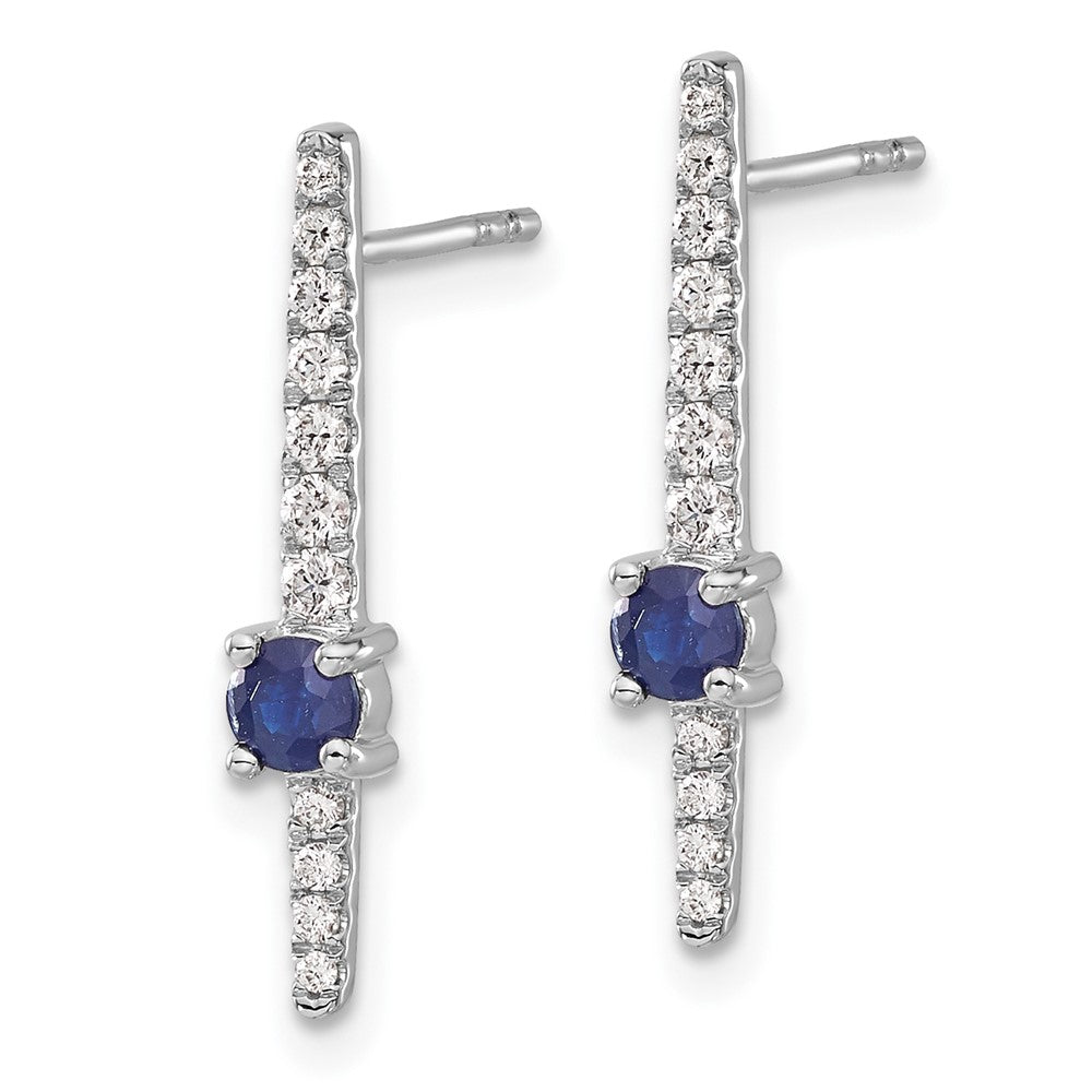 Solid 14k White Gold Simulated CZ and Sapphire Fancy Earrings