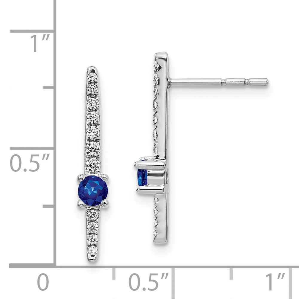 Solid 14k White Gold Simulated CZ and Sapphire Fancy Earrings