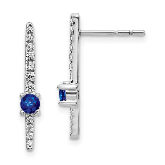 Solid 14k White Gold Simulated CZ and Sapphire Fancy Earrings