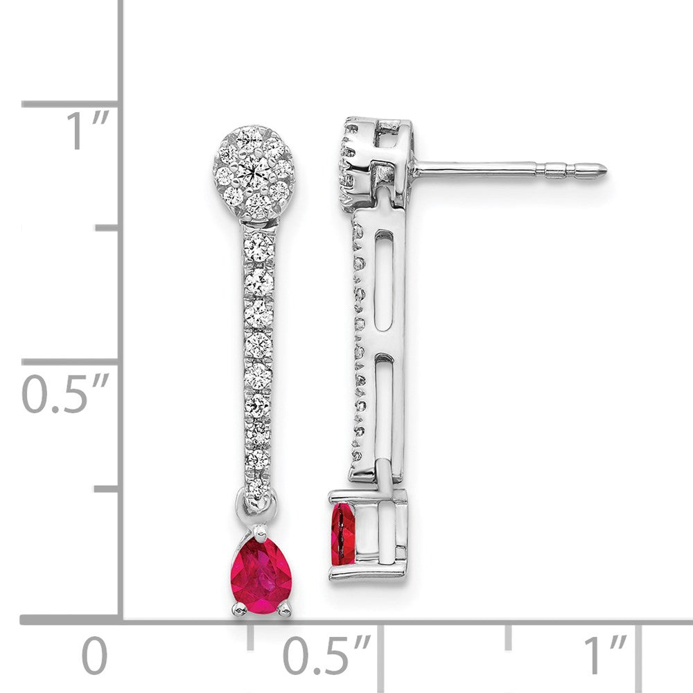 14k White Gold Real Diamond & Ruby Fancy Earrings