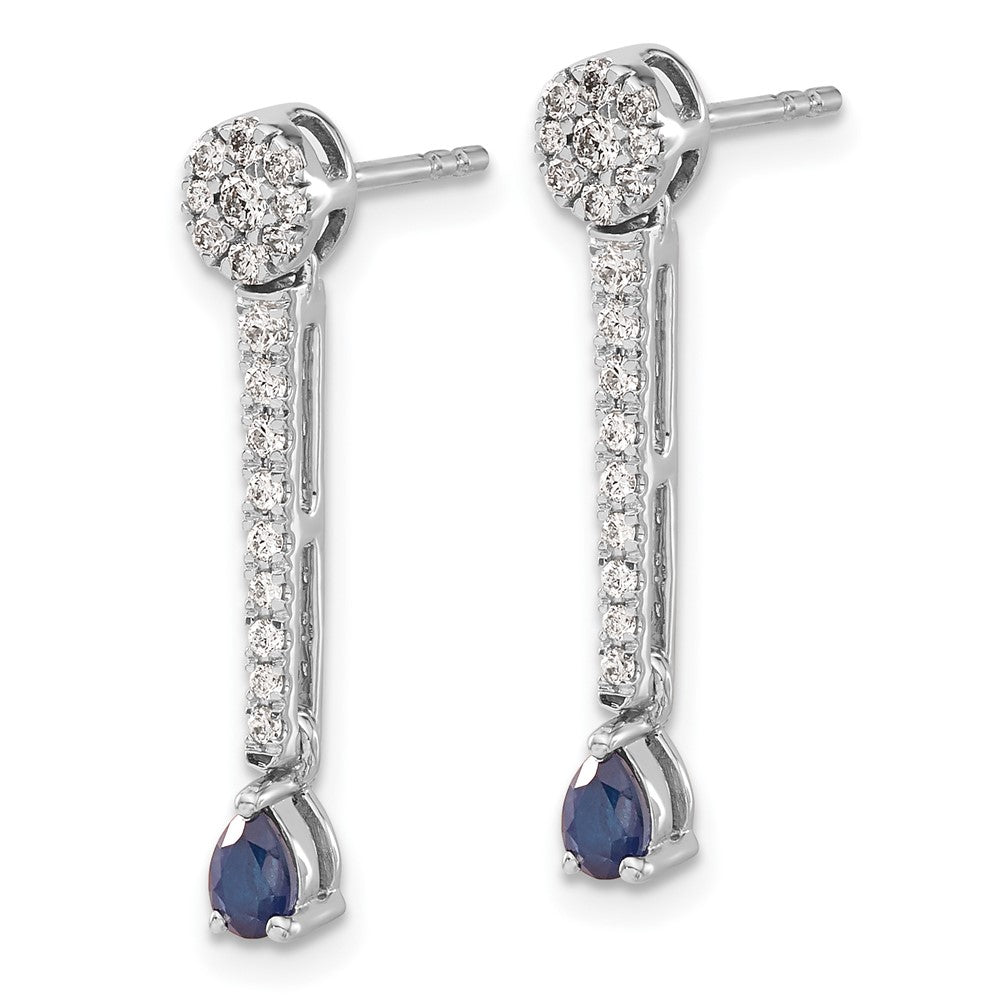 14k White Gold Real Diamond and Sapphire Fancy Earrings