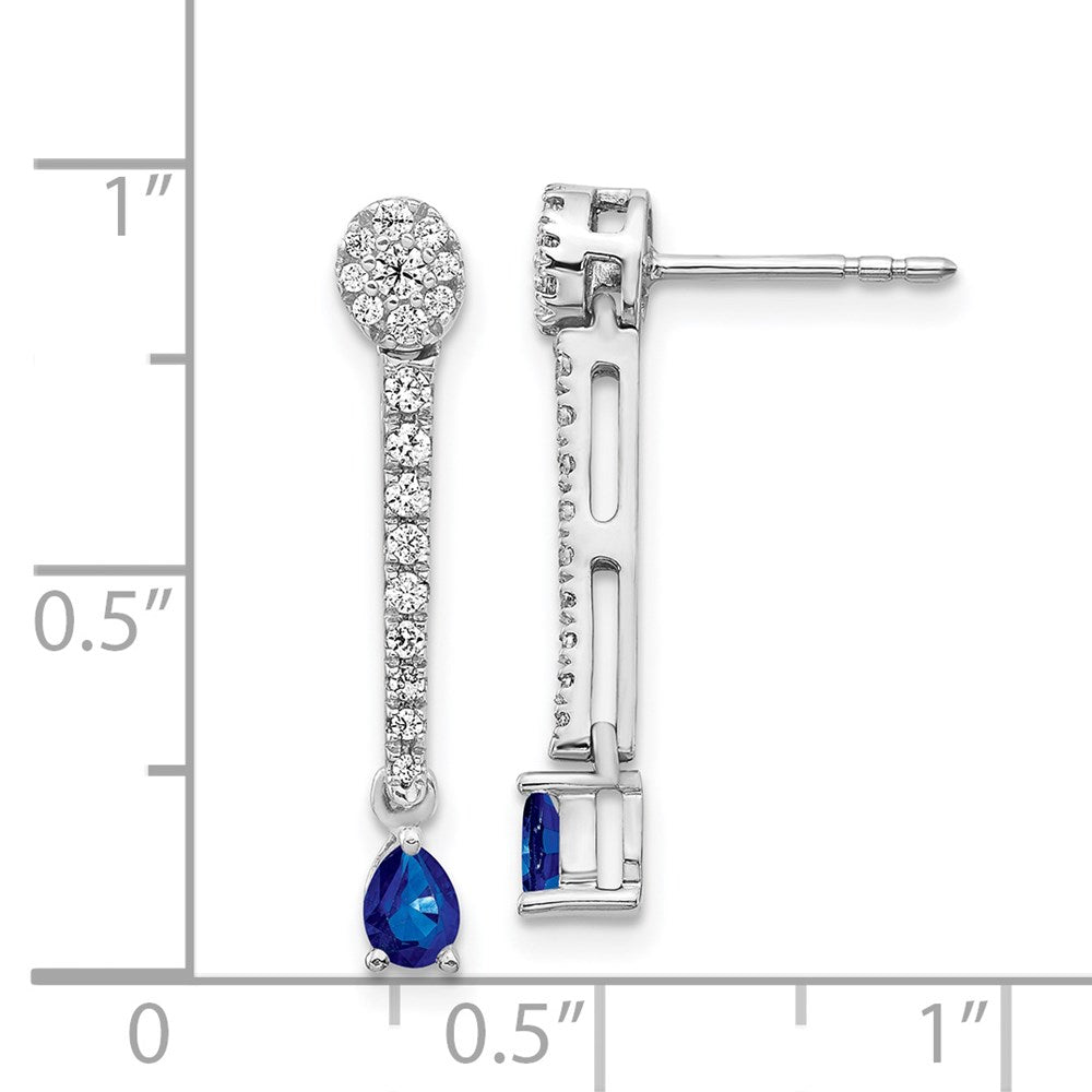 Solid 14k White Gold Simulated CZ and Sapphire Fancy Earrings