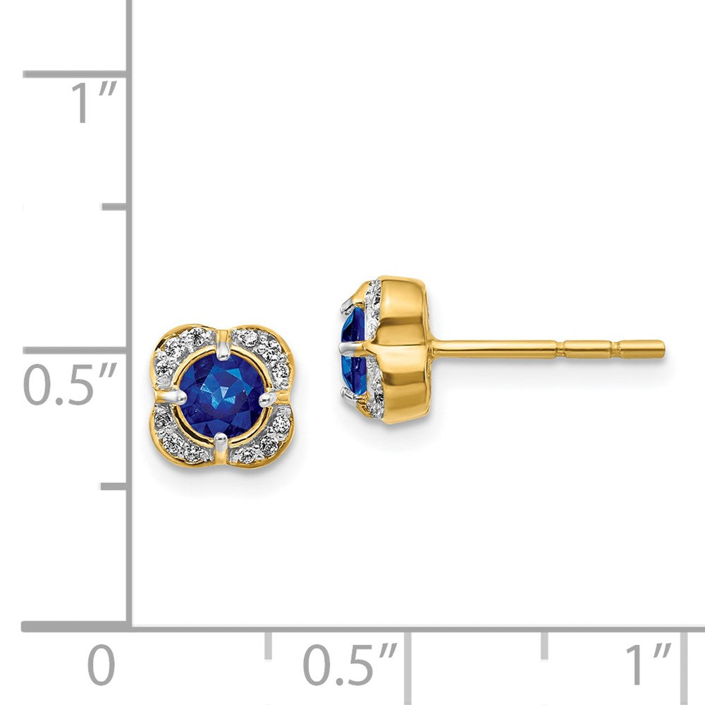 14k Yellow Gold Real Diamond and Sapphire Fancy Earrings