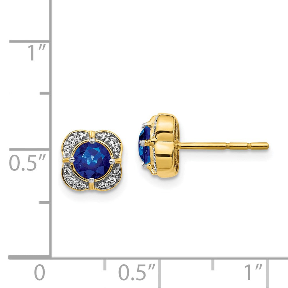 14k Yellow Gold Real Diamond and Sapphire Fancy Earrings