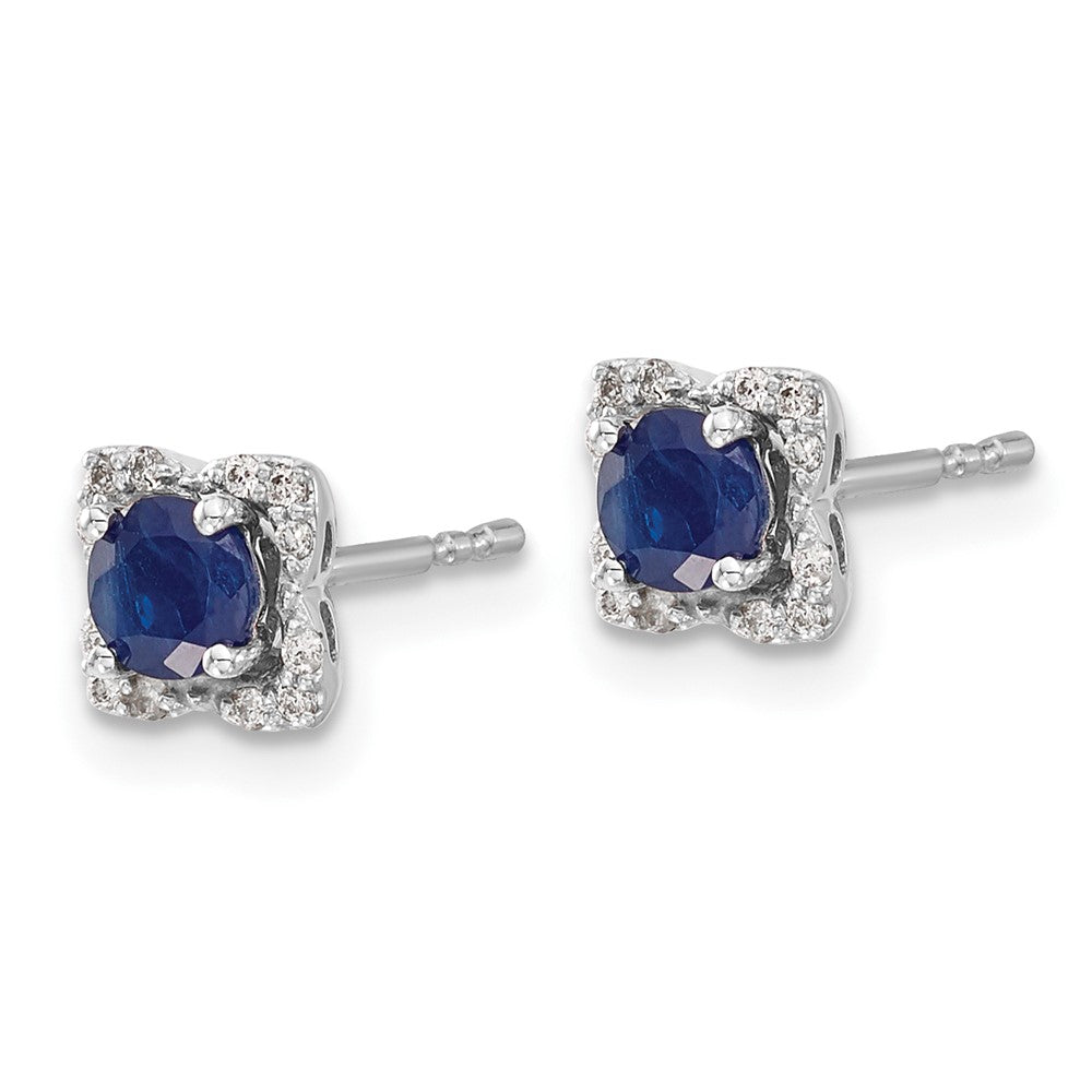 14k White Gold Real Diamond and Sapphire Stud w/Jacket Earrings