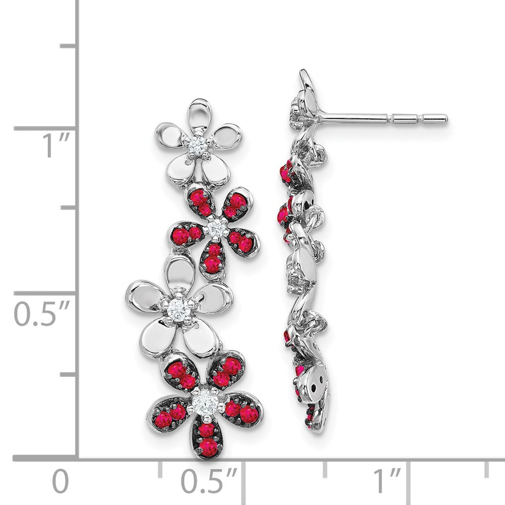 14k White Gold Real Diamond & Ruby Earrings