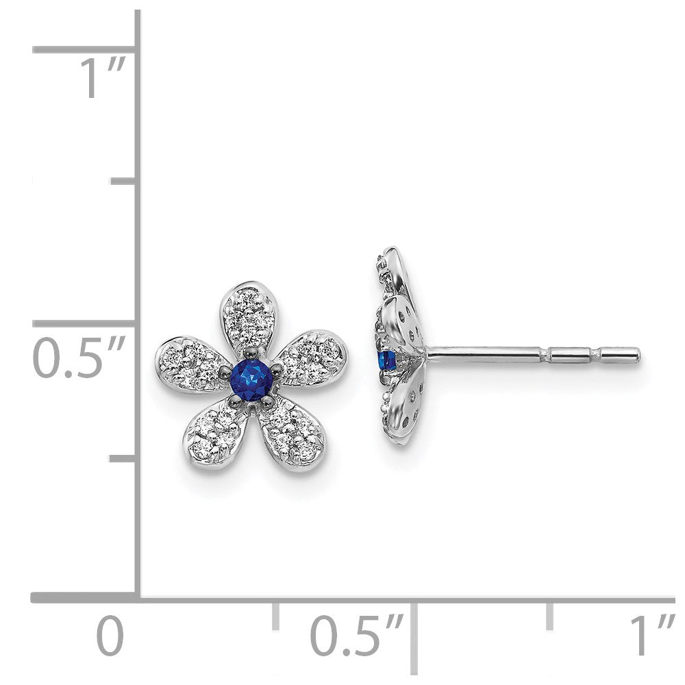 Solid 14k White Gold Simulated CZ and Sapphire Earrings