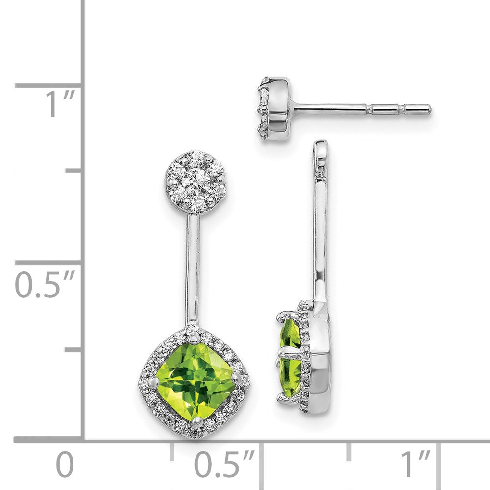 Solid 14k White Gold Simulated CZ & Peridot Earrings