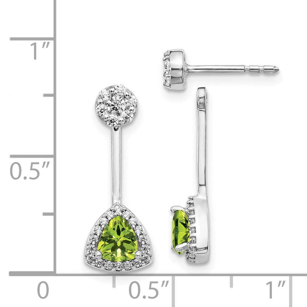 Solid 14k White Gold Simulated CZ & Peridot Earrings