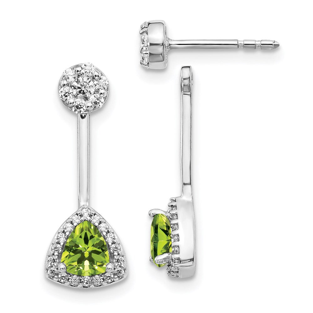 Solid 14k White Gold Simulated CZ & Peridot Earrings