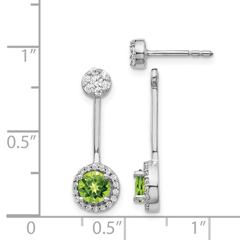 Solid 14k White Gold Simulated CZ & Peridot Earrings