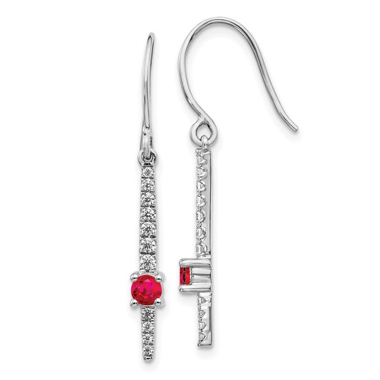 14k White Gold Real Diamond & Ruby Fancy Earrings