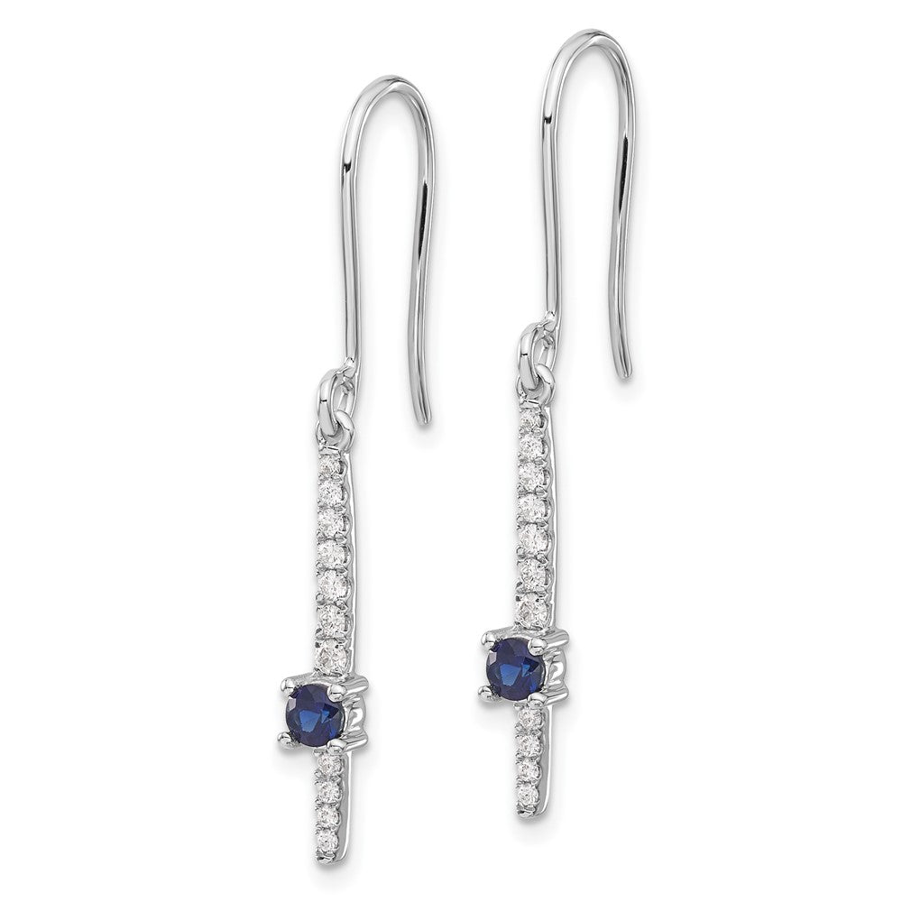 14k White Gold Real Diamond and Sapphire Fancy Earrings