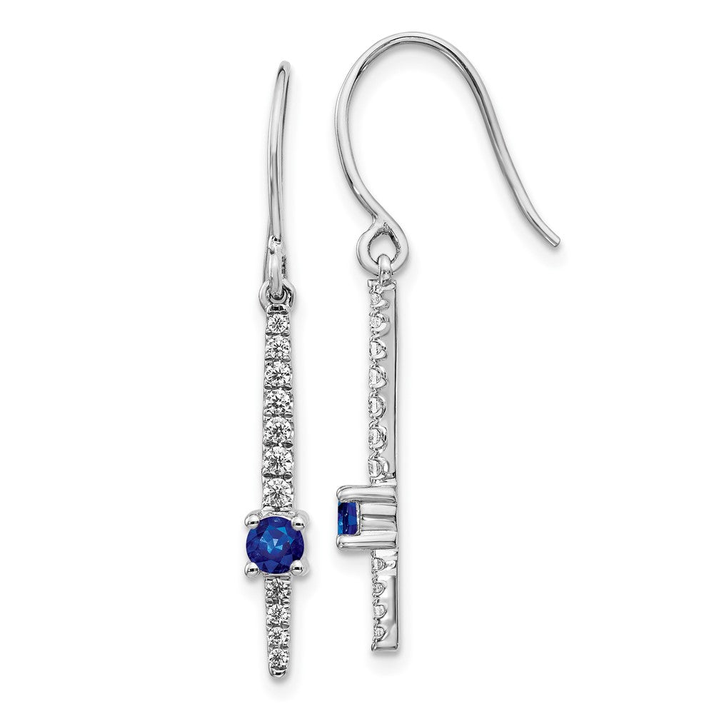 14k White Gold Real Diamond and Sapphire Fancy Earrings