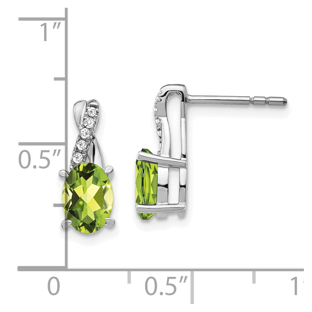 Solid 14k White Gold Simulated Peridot and CZ Earrings