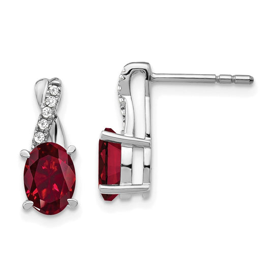 14k White Gold Ruby and Real Diamond Earrings