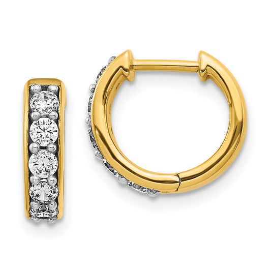 14k Yellow Gold Real Diamond Hinged Hoop Earrings