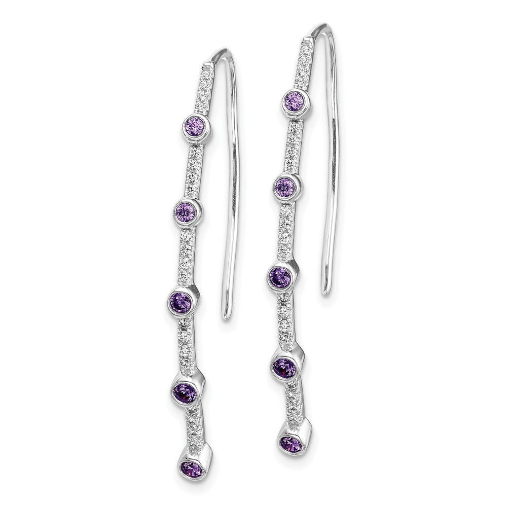 14k White Gold Real Diamond and Amethyst Earrings