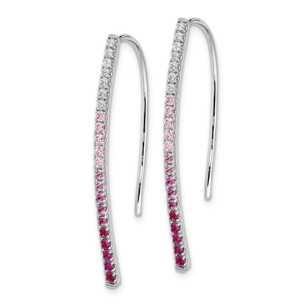 14k White Gold Real Diamond and Pink Sapphire Earrings