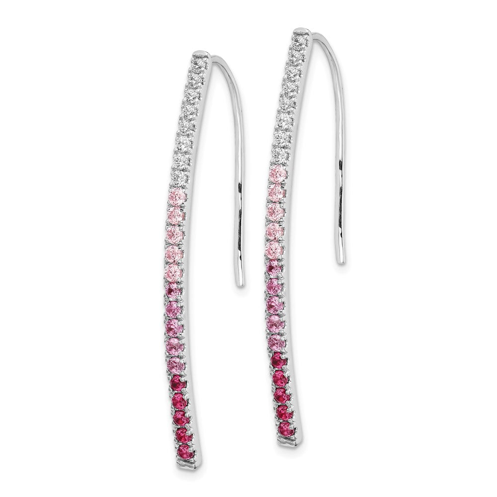 Solid 14k White Gold Simulated CZ and PinK Sapphire Earrings