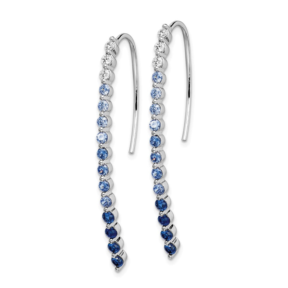 Solid 14k White Gold Simulated CZ and Sapphire Earrings