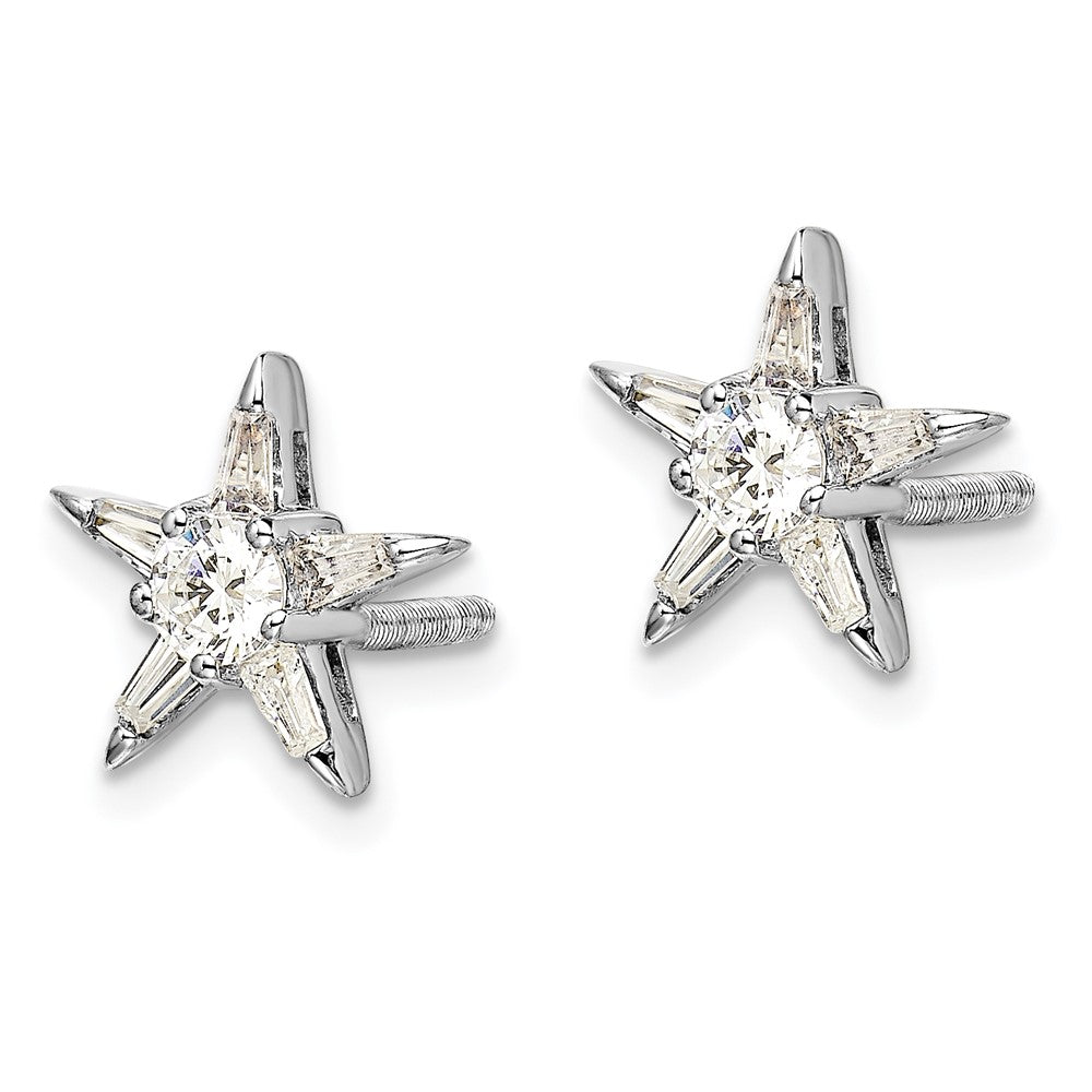 14k White Gold Real Diamond Star Shaped Earrings