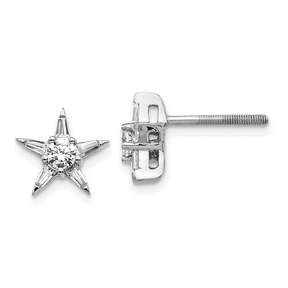 14k White Gold Real Diamond Star Shaped Earrings