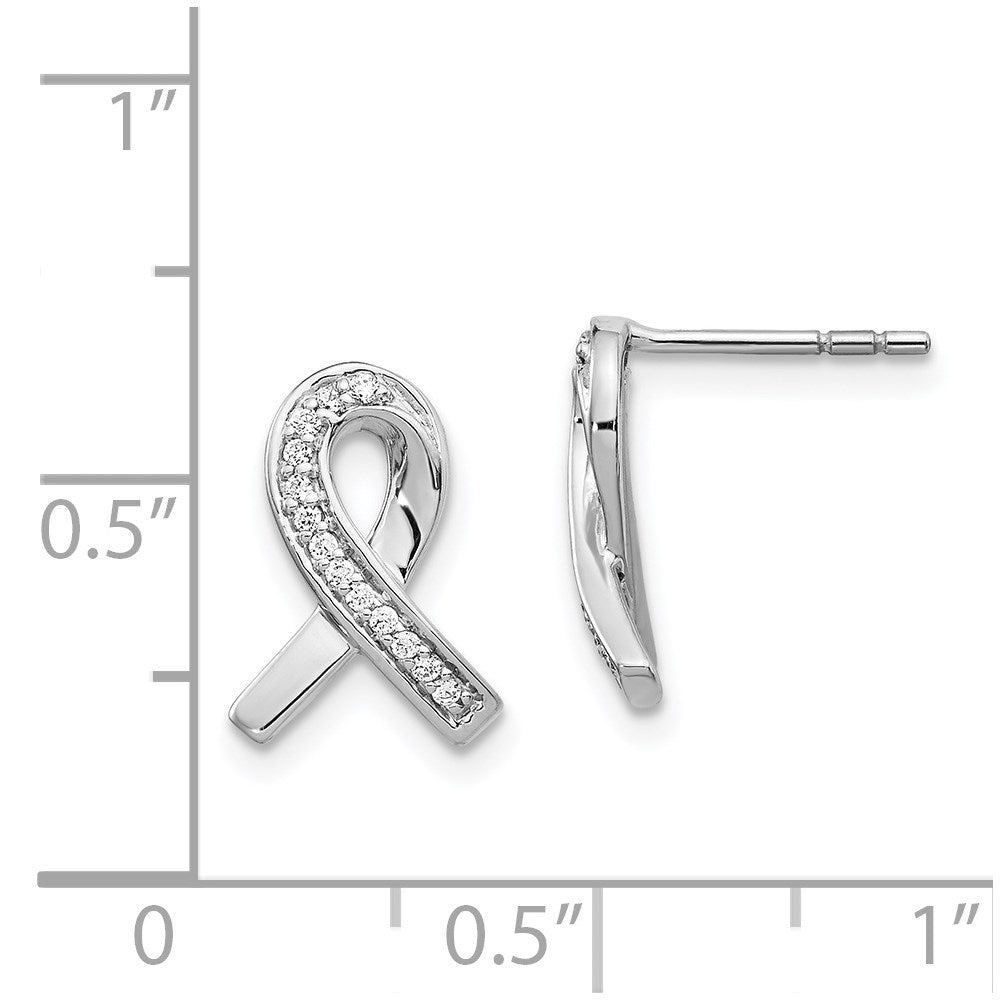 1/14ct tw Diamond Awareness Ribbon Necklace in 10K White Gold