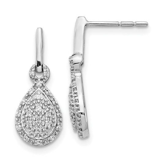 Solid 14k White Gold Simulated CZ Teardrop Post Earrings