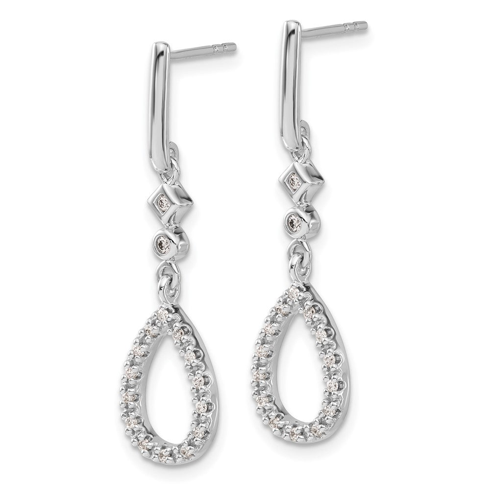 14k White Gold Real Diamond Teardrop Earrings