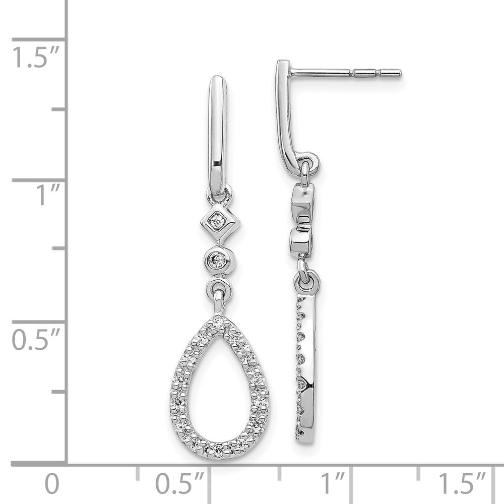 Solid 14k White Gold Simulated CZ Teardrop Earrings