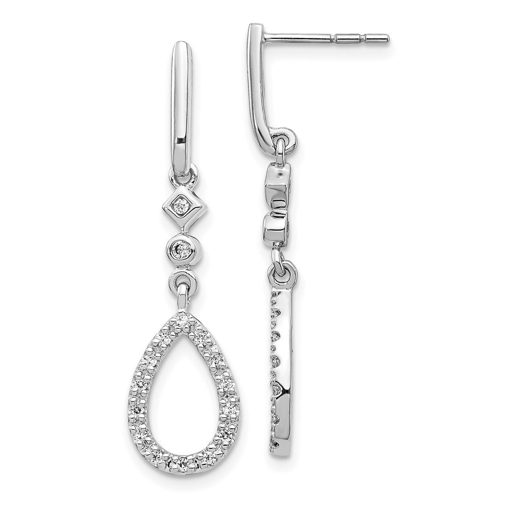 Solid 14k White Gold Simulated CZ Teardrop Earrings